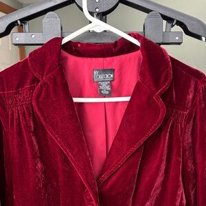 NY Collection Deep Red Velvet Jacket